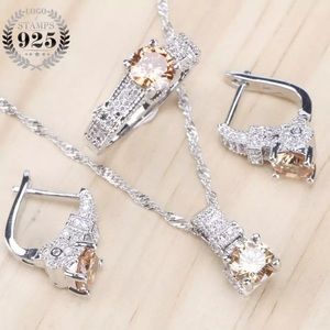 Bridal jewelry set earrings necklace & ring 925sil